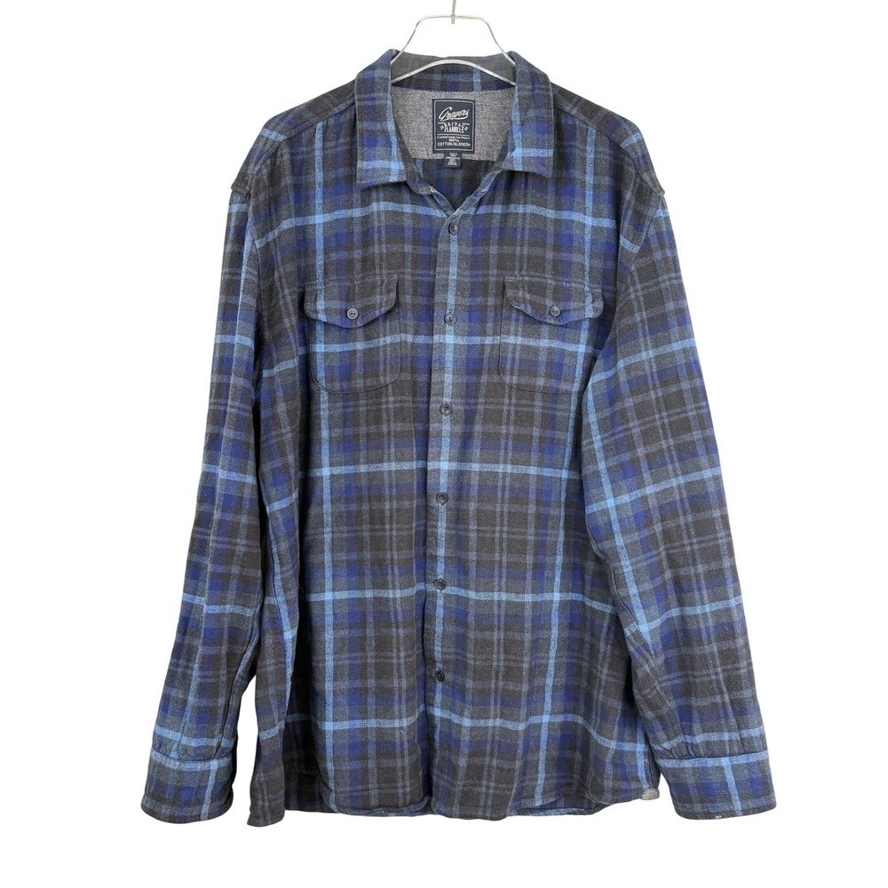 Grayers Heritage‎ Flannel Shirt Men XXL Blue Charcoal Plaid Cotton Button Down